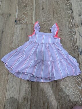 Juicy Couture Pink and White Striped Tiered Sundress with Neon Trim